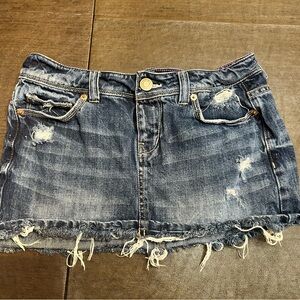 Aeropostale Dark Blue Distressed Denim Mini Skirt